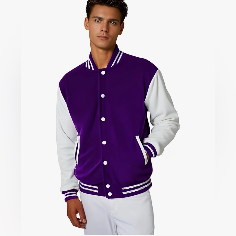 Men's Varsity Jacket Genuine Leather Sleeve and Wool Blend Letterman jacketet